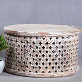 Bristol Indian Solid Mango Wood Round Coffee Table in Brown